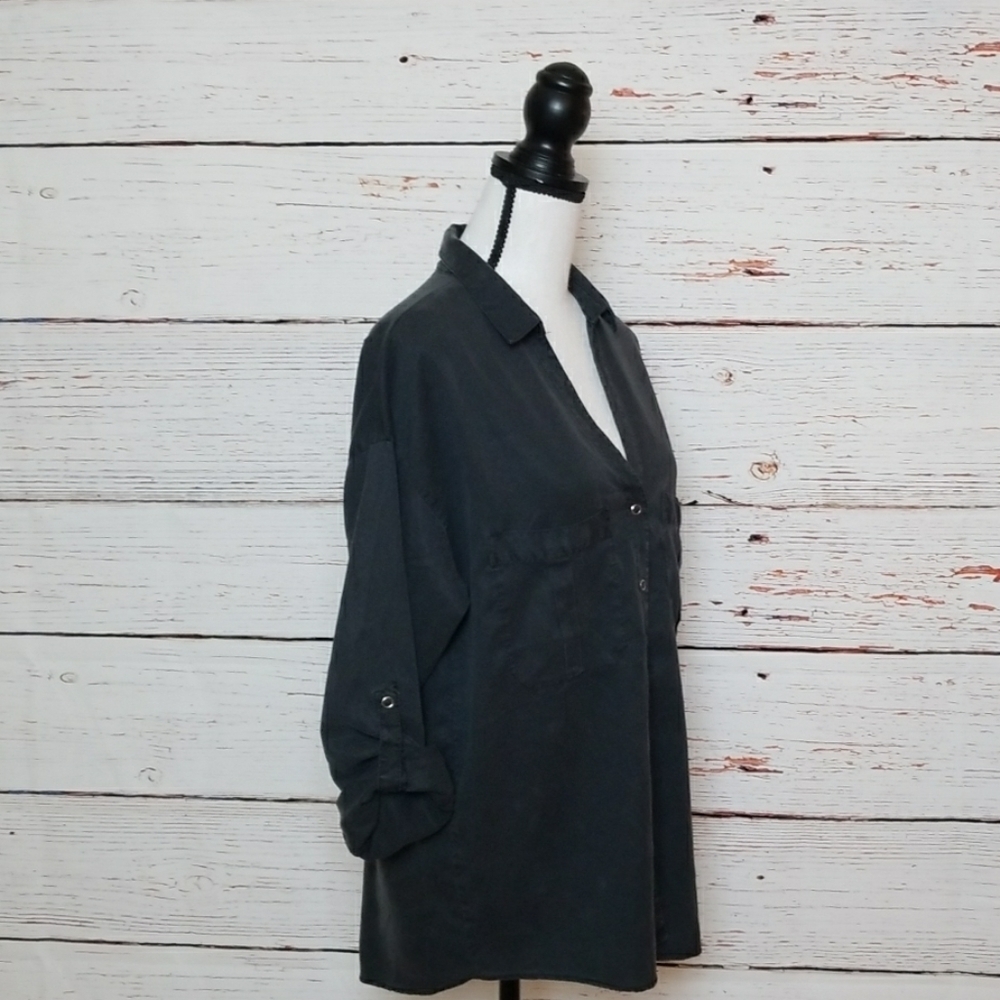 ZARA // tencel lyocell flowy snap button shirt - Picture 11 of 15